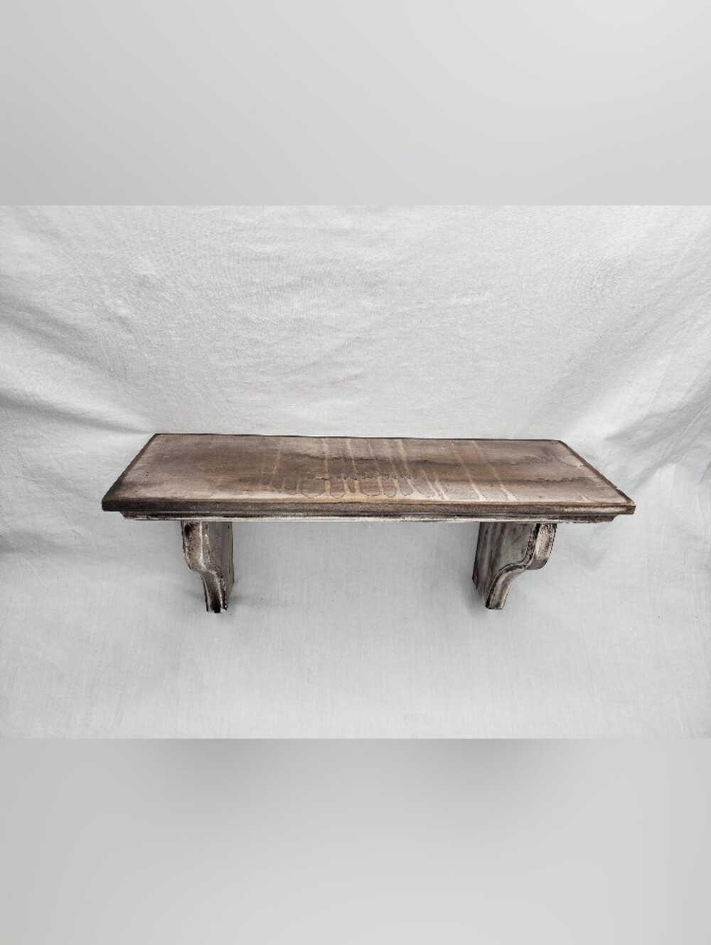 Small Wood Wall Shelf Brown Drip On White 12 Inches Long